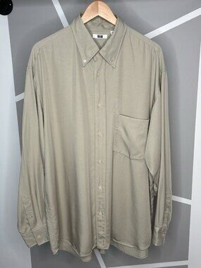 Uniglo U Drape Shirt Men’s XL Beige Relaxed Button Down Lemaire Casual